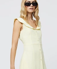 French Connection Women's Birdie Butter Yellow Linen Collared Midi Dress