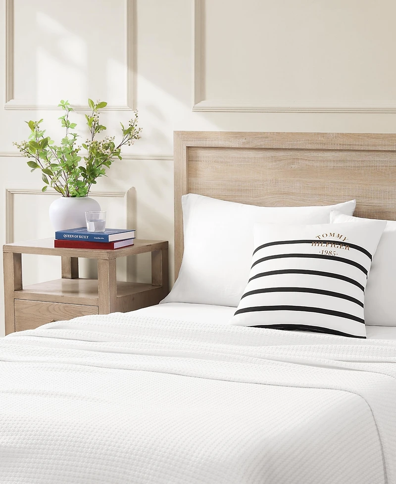 Tommy Hilfiger Placement Stripe Knitted Square Pillow, 20" X 20"