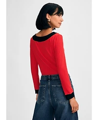 Isaac Mizrahi Women's Long Sleeve Bow Top