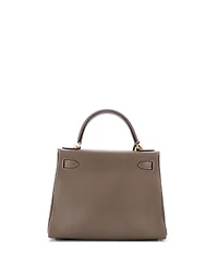 Pre-Owned Hermes Kelly 28 Handbag Grey Clemence with Gold Hardware