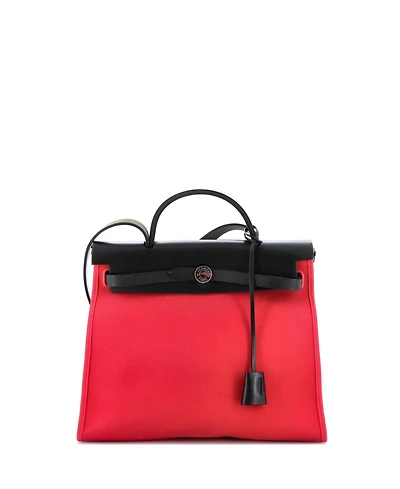 Pre-Owned Hermes 31 Herbag Zip Leather and Toile