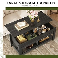 Wlive Coffee Table, 47" Lift Top Coffee Table with Hidden Compartment and 2 Storage Shelves for Living Room, Espresso