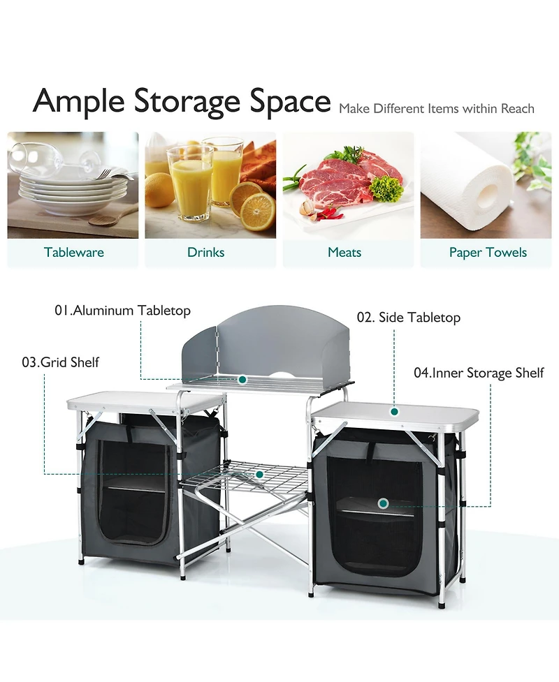 Folding Camping Table with Storage Organizer