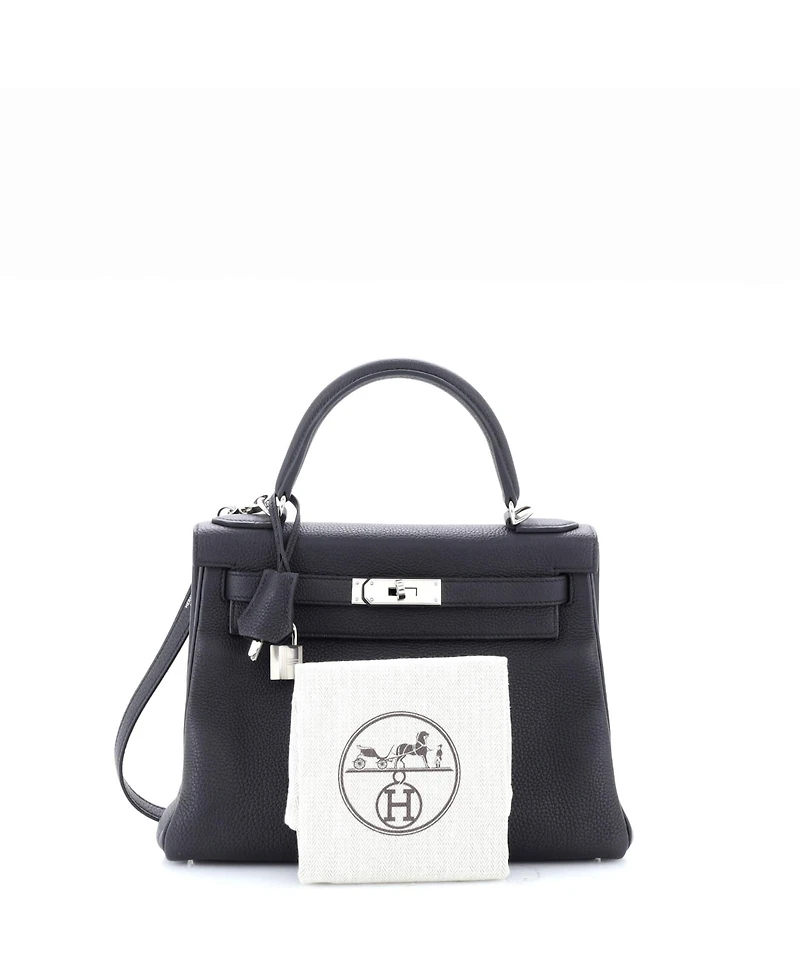 Pre-Owned Hermes Kelly Handbag Togo with Palladium Hardware