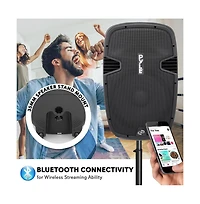 SereneLife 15" Bluetooth Pa Speaker System with Recording & Fm Radio, 1200W