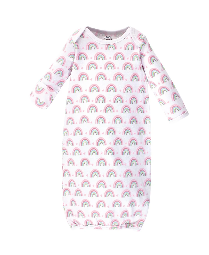 Luvable Friends Baby Girls Soft Interlock Gown Quartet