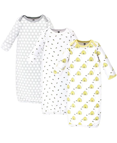 Hudson Baby Boys Unisex 3Pk Interlock Gowns