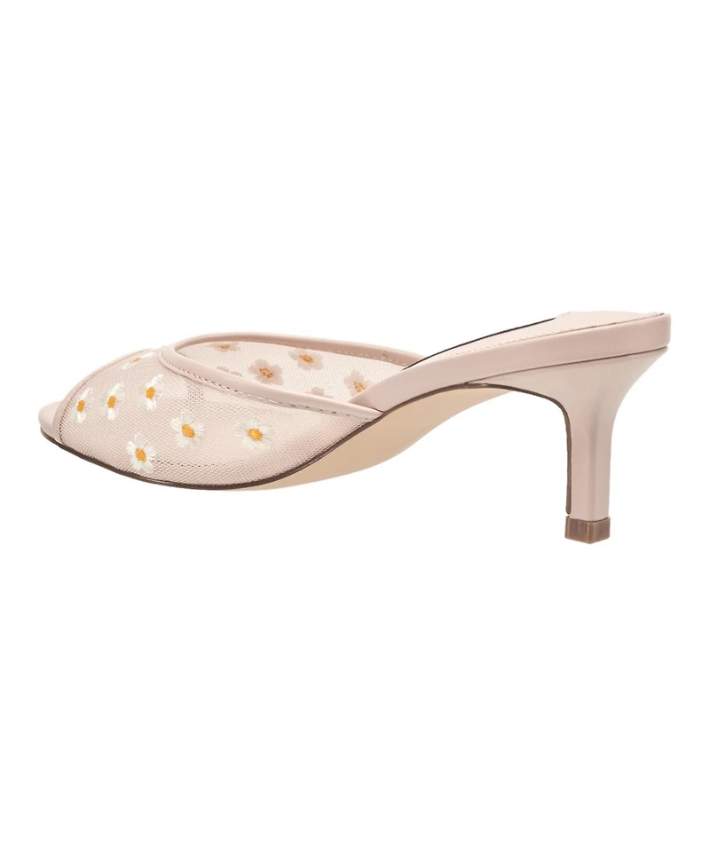 French Connection Nancy Mesh Embroidered Kitten Heel