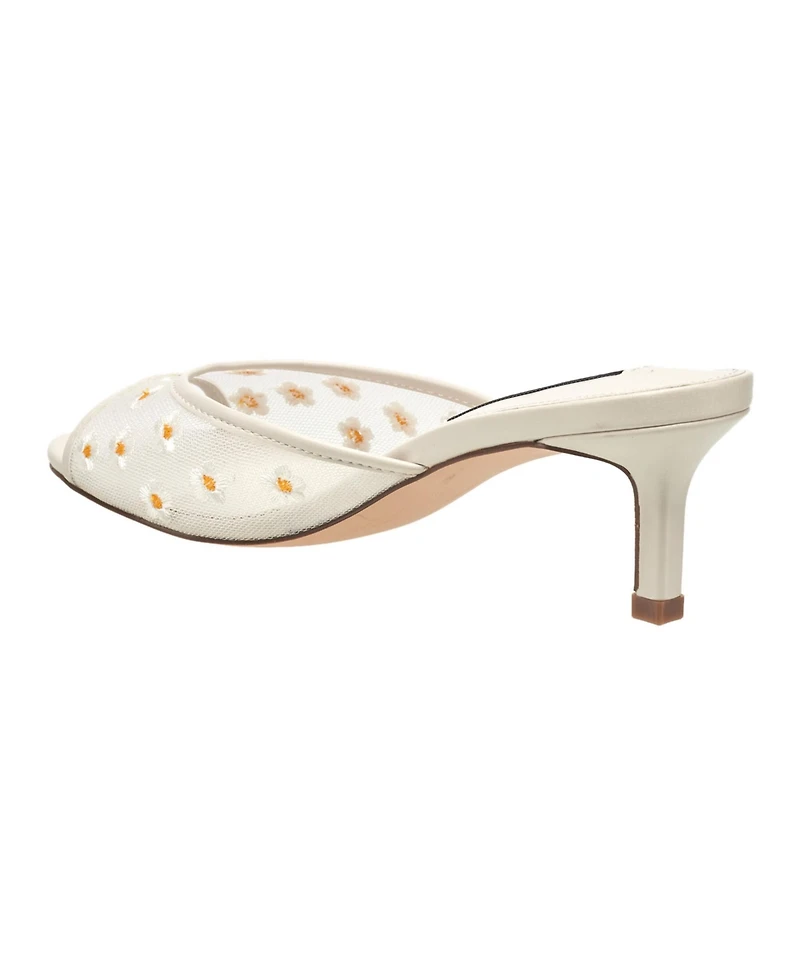 French Connection Nancy Mesh Embroidered Kitten Heel