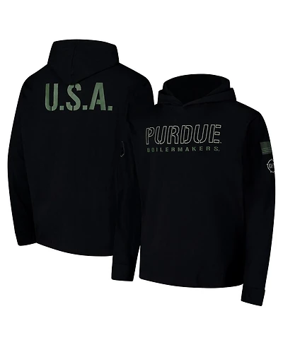 Colosseum Men's Black Purdue Boilermakers Oht Military Appreciation Hoodie Long Sleeve T-Shirt