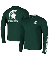 Colosseum Men's Green Michigan State Spartans Logo Lockup 3-Hit Active Blend Long Sleeve T-Shirt
