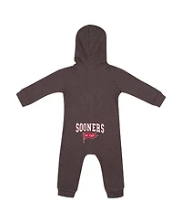 Colosseum Baby Boys and Girls Charcoal Oklahoma Sooners Zando-Zan Waffle Full-Snap Hooded Romper