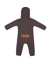Colosseum Baby Boys and Girls Charcoal Lsu Tigers Zando-Zan Waffle Full-Snap Hooded Romper