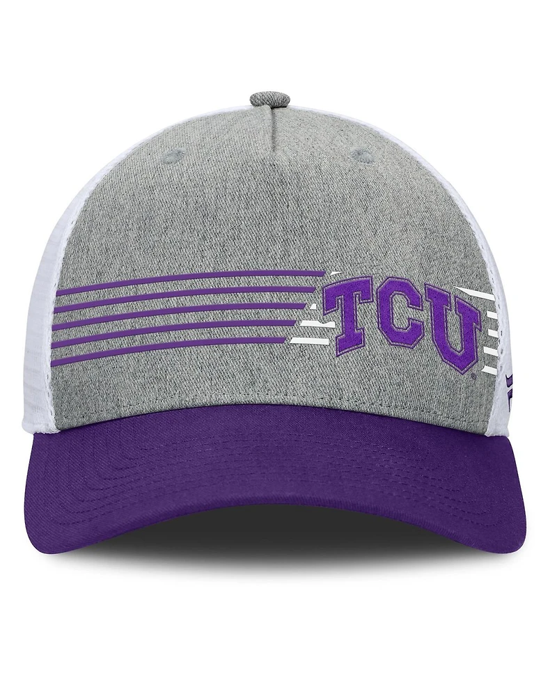 Fanatics Men's Heather Gray/Purple Tcu Horned Frogs Profile Trucker Adjustable Hat