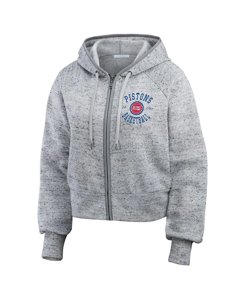 Wear by Erin Andrews Women's Heather Gray Detroit Pistons Speckled Radiator Full-Zip Hoodie