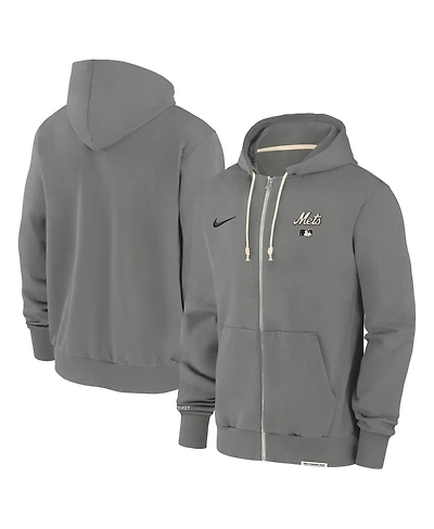 Nike Men's Charcoal New York Mets Authentic Collection Travel Performance Full-Zip Hoodie