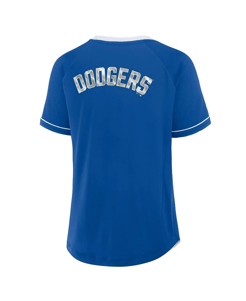 Fanatics Women's Royal Los Angeles Dodgers League Diva Star Raglan V-Neck T-Shirt