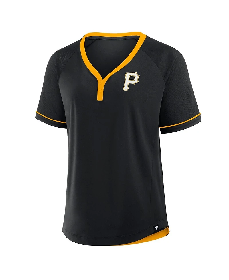 Fanatics Women's Black Pittsburgh Pirates League Diva Star Raglan V-Neck T-Shirt