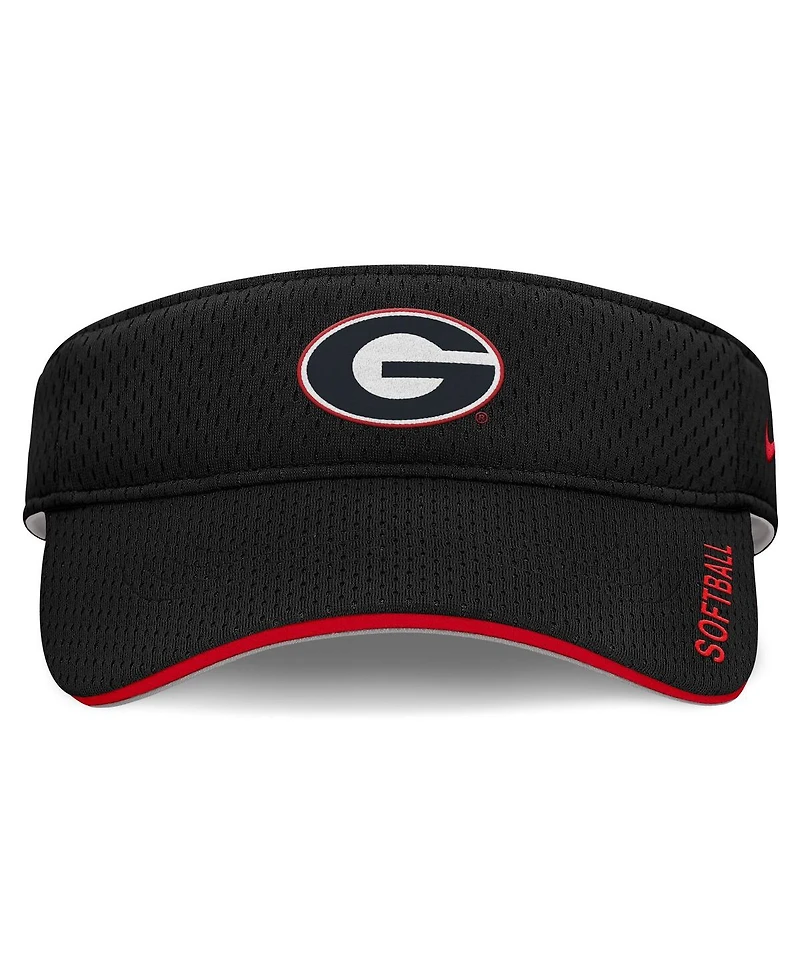 Nike Men's and Women's Black Georgia Bulldogs 2025 Dugout Softball Ace Performance Adjustable Visor Hat