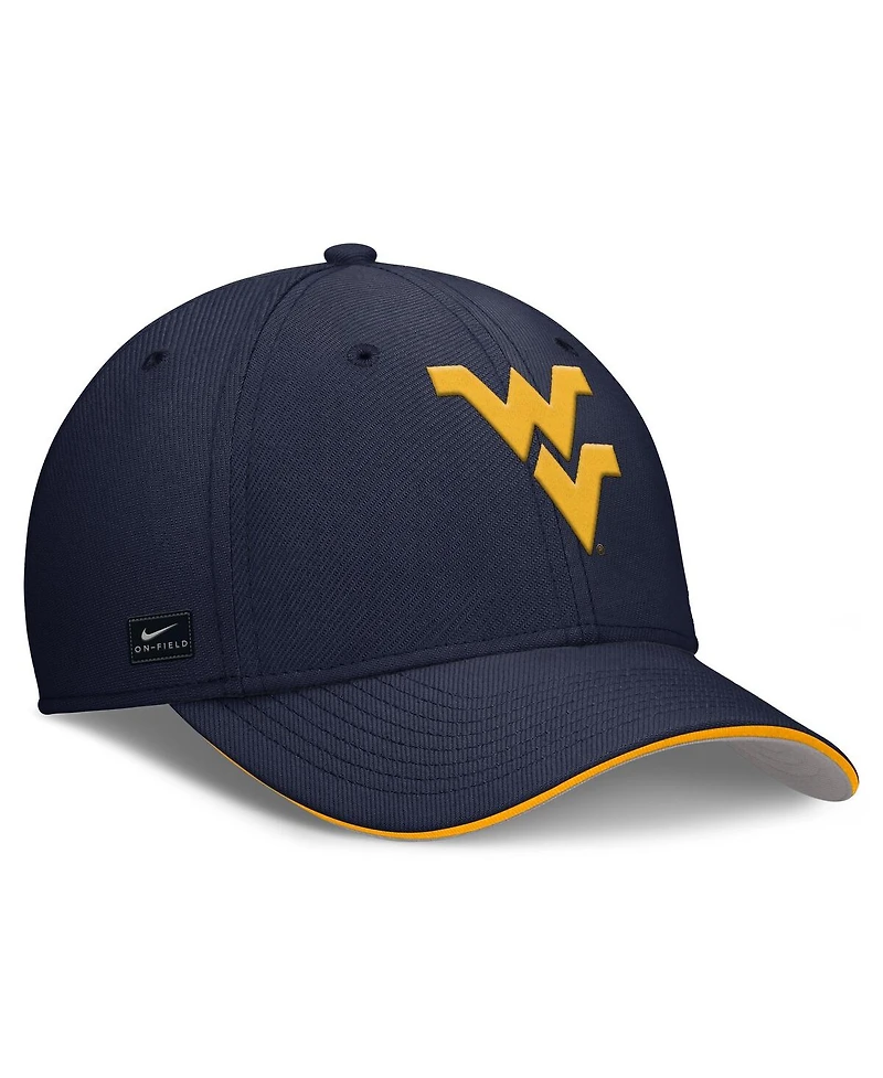 Nike Men's Navy West Virginia Mountaineers 2025 Dugout Coaches Rise Swoosh Performance Flex Hat