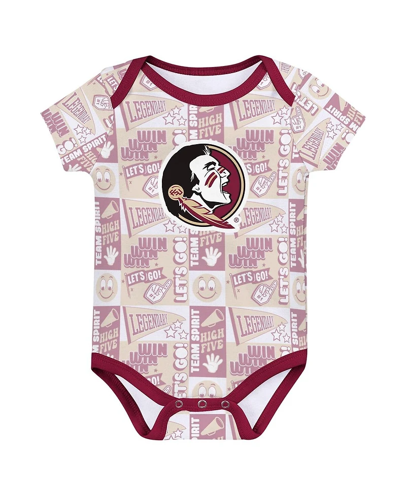 Outerstuff Newborn Garnet Florida State Seminoles Sunday Comics Bodysuit 3-Pack