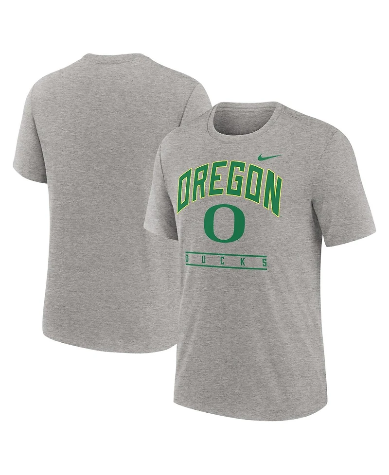 Nike Men's Heather Gray Oregon Ducks Arch Over Logo Tri-Blend T-Shirt