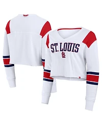 Fanatics Women's White St. Louis Cardinals Stretch Cropped Fashion Long Sleeve T-Shirt
