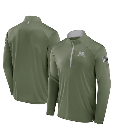 Fanatics Men's Olive Minnesota Golden Gophers Oht Military Appreciation Defender Quarter-Zip Jacket