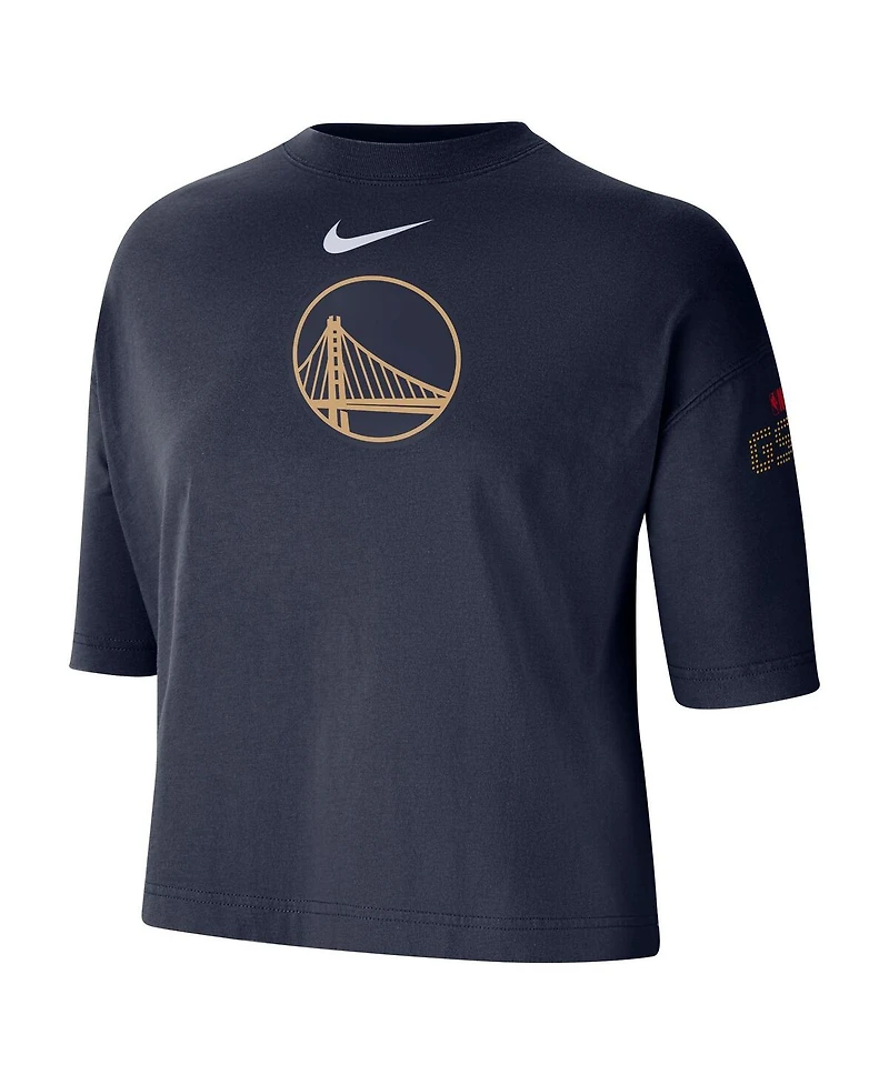 Nike Women's Navy Golden State Warriors 2024/25 City Edition Courtside Boxy T-Shirt