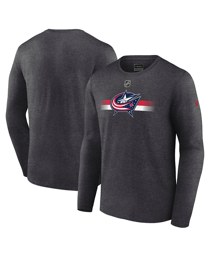 Fanatics Men's Heather Charcoal Columbus Blue Jackets Authentic Pro Secondary Long Sleeve T-Shirt