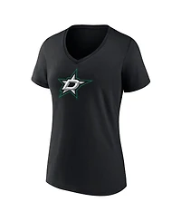 Fanatics Women's Black Dallas Stars Primary Logo Team V-Neck T-Shirt