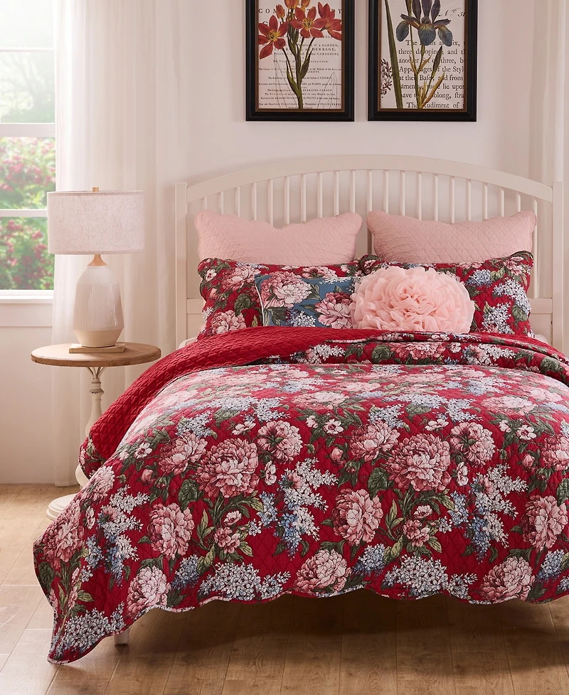 Greenland Home Fashions Millie Modern Floral Print 3-Pc. Quilt Set, King