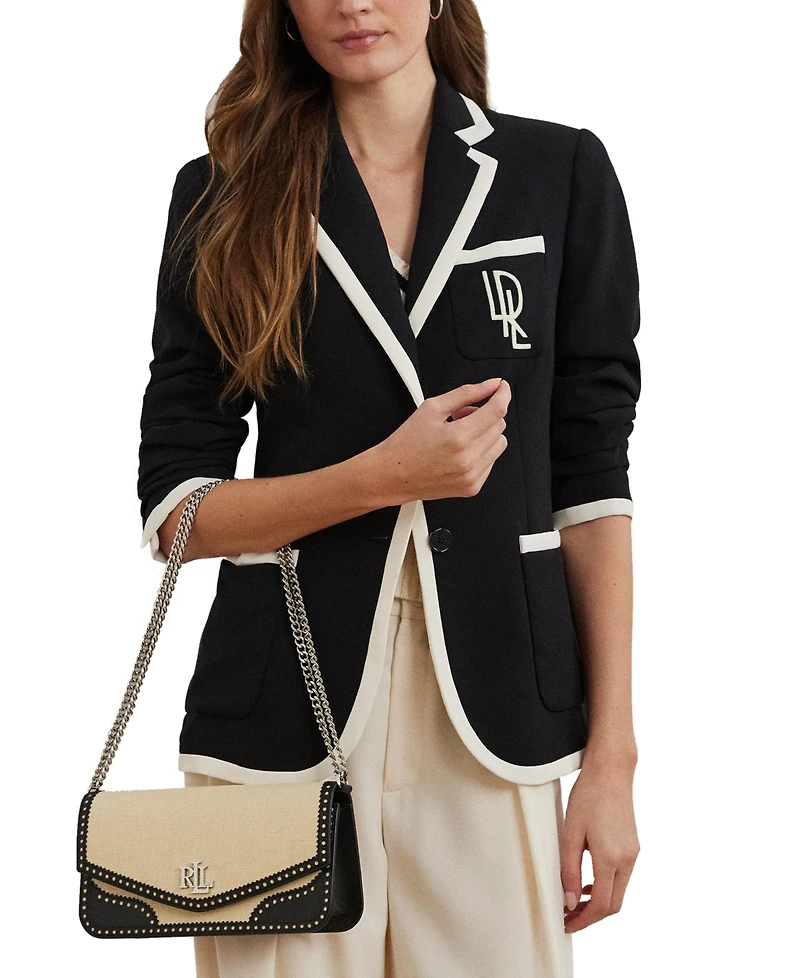Lauren Ralph Lauren Straw & Leather Sawyer Bag