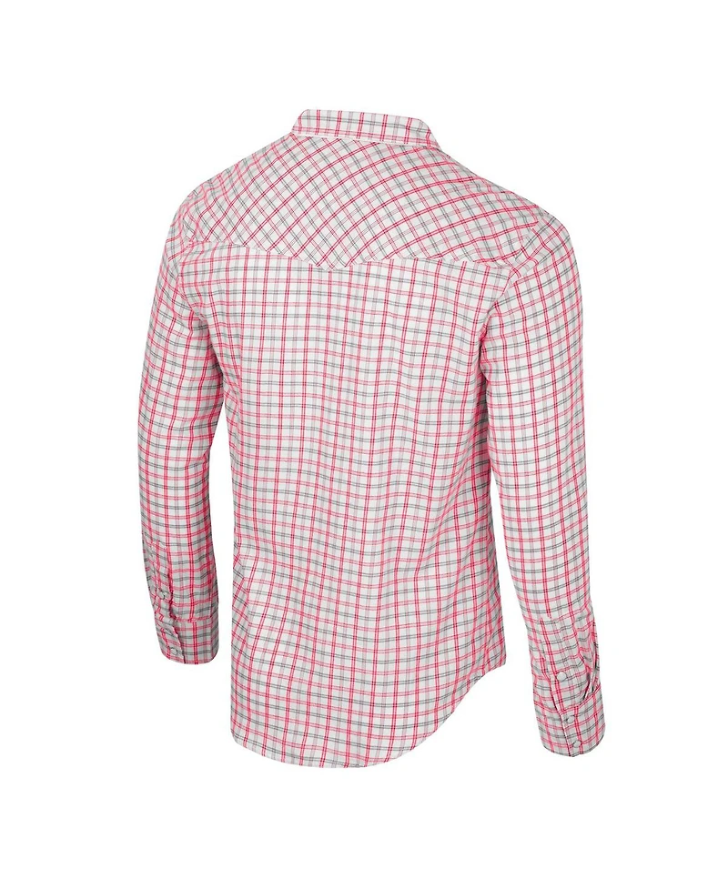 Colosseum x Wrangler Men's White Oklahoma Sooners Plaid Windowpane Long Sleeve Full-Snap Shirt