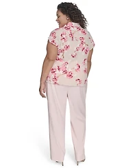 Calvin Klein Plus Size Floral Ruffle-Front Blouse