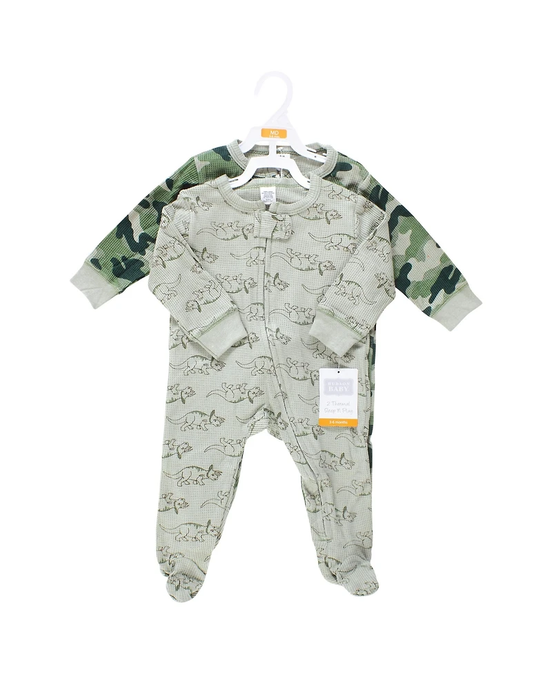 Hudson Baby Baby Boys Hudson Cozy Thermal Zippered One-Piece Outfits 2-Pack