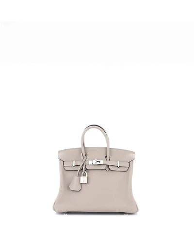 Pre-Owned Hermes Birkin 25 Handbag Grey Swift with Palladium Hardware