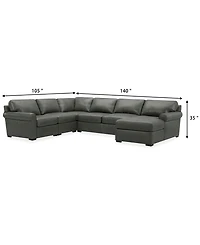 Radley Roll Arm 139" -Pc. Leather Square Corner Chaise Sectional