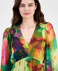 Robbie Bee Women's V-Neck Long-Sleeve Maxi Dress