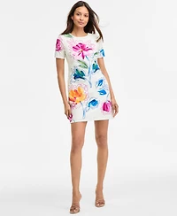 Maggy London Women's Floral-Print Shift Mini Dress