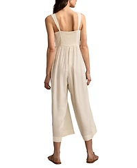 Lucky Brand Women's Ruched Lace Wide-Leg Jumpsuit