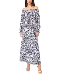 Sam & Jess Petite Floral Vine-Print Off-The-Shoulder Top