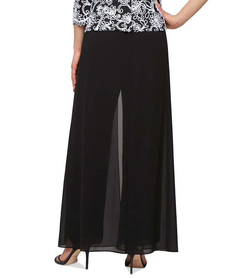 Alex Evenings Petite Wide-Leg Chiffon-Overlay Pants