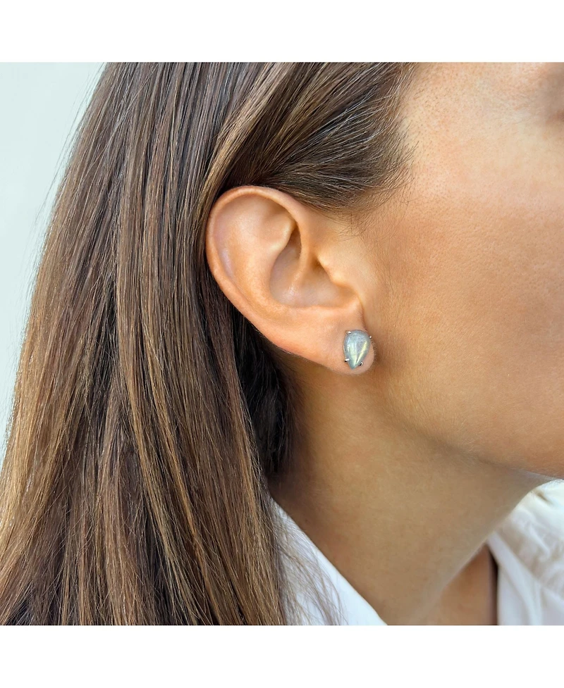 Adornia Fine Labradorite Pear Cut Studs .925 sterling silver