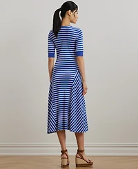 Lauren Ralph Lauren Women's Striped Waffle-Knit Cotton Henley Dress