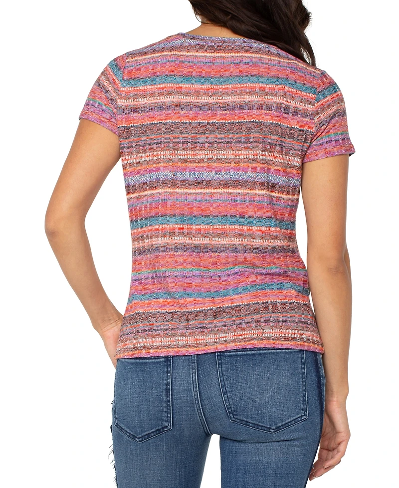 Liverpool Los Angeles Petite Short-Sleeve Scoop-Neck Knit Top