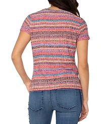 Liverpool Los Angeles Petite Short-Sleeve Scoop-Neck Knit Top