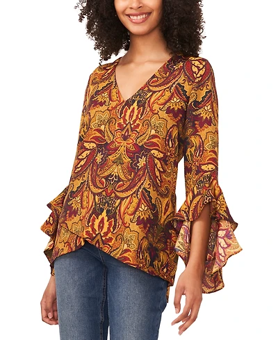 Vince Camuto Women's Paisley-Print Flutter-Sleeve Top