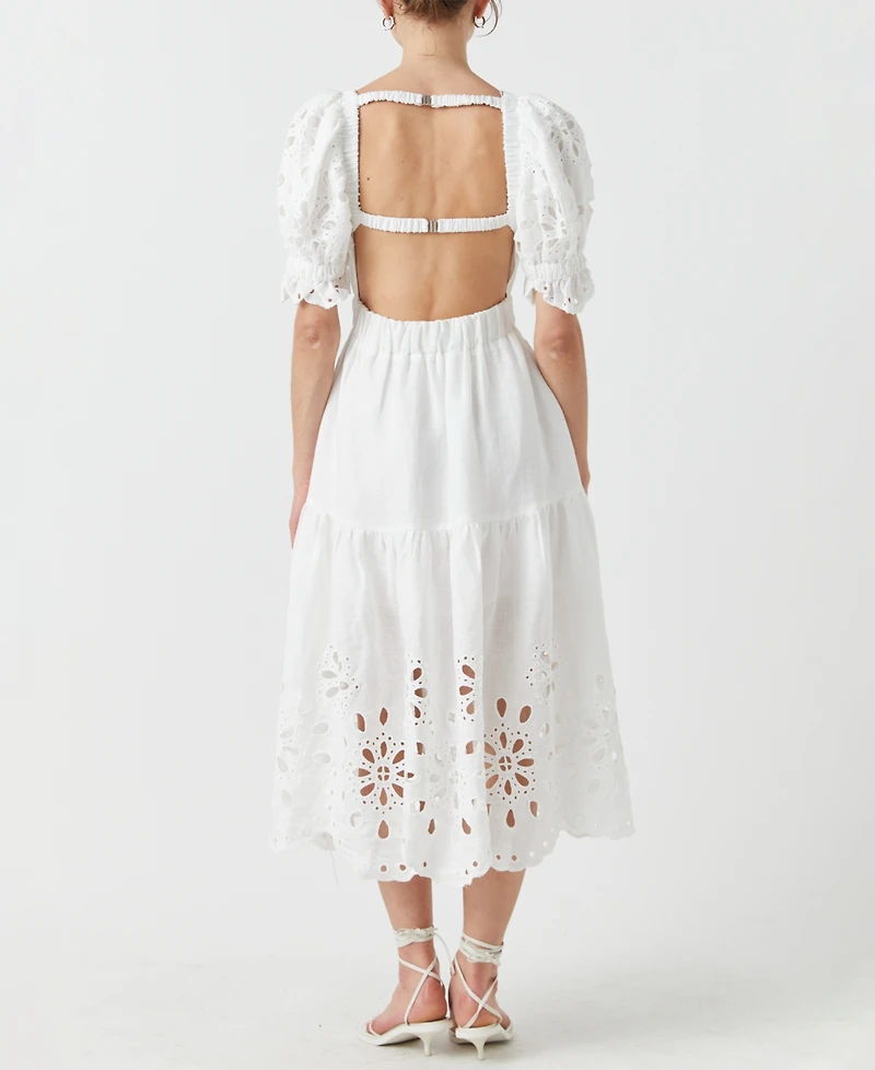 English Factory Women's Boat-Neck Linen Midi Dress
