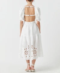 English Factory Women's Boat-Neck Linen Midi Dress
